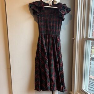 Ivy City Holiday Tartan Dress with Ruffle Sleeves